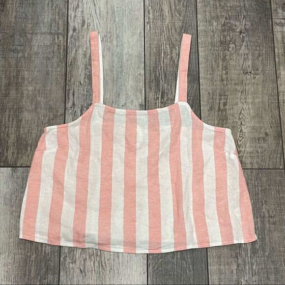 Abound Peach / Pink and White Vertical Striped Cropped Tank Size Small - Picture 9 of 11